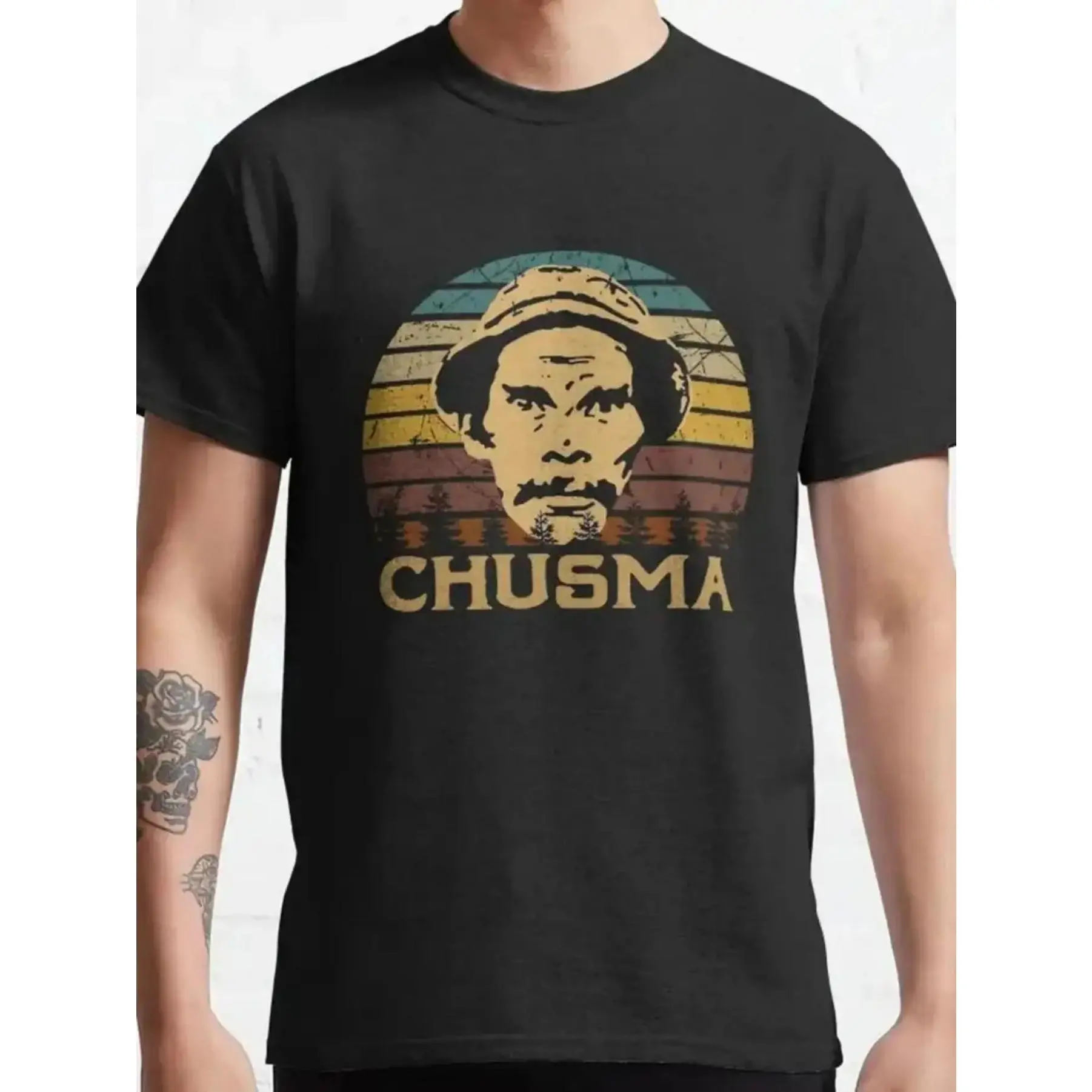 Men's 100% Cotton Vintage Streetwear Short-Sleeve Tshirt, El Chavo Inspired Tee with 'CHUSMA' Graphic Print