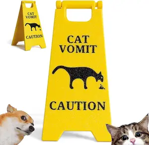 Beware of Pets Sign Clear Hazard Cat Decor - Slip Resistant Floor Decoration for Cleaning Spots Easy to Clean Surface Alerts Pet Owners 2PCs