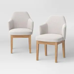 2pk Kinston Curved Back Upholstered Dining Chair Linen Cream - Threshold