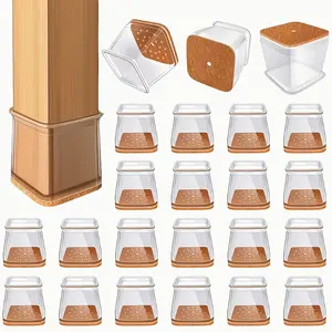 20-Pack Hardwood Floor Chair Feet Protective Pad, Square Silicone Cover Protect Wood Floor Tile Floor Felt Pad, Furniture Foot Cap Non-Slip Noise Reduction, Floor Protector chair rubber mat