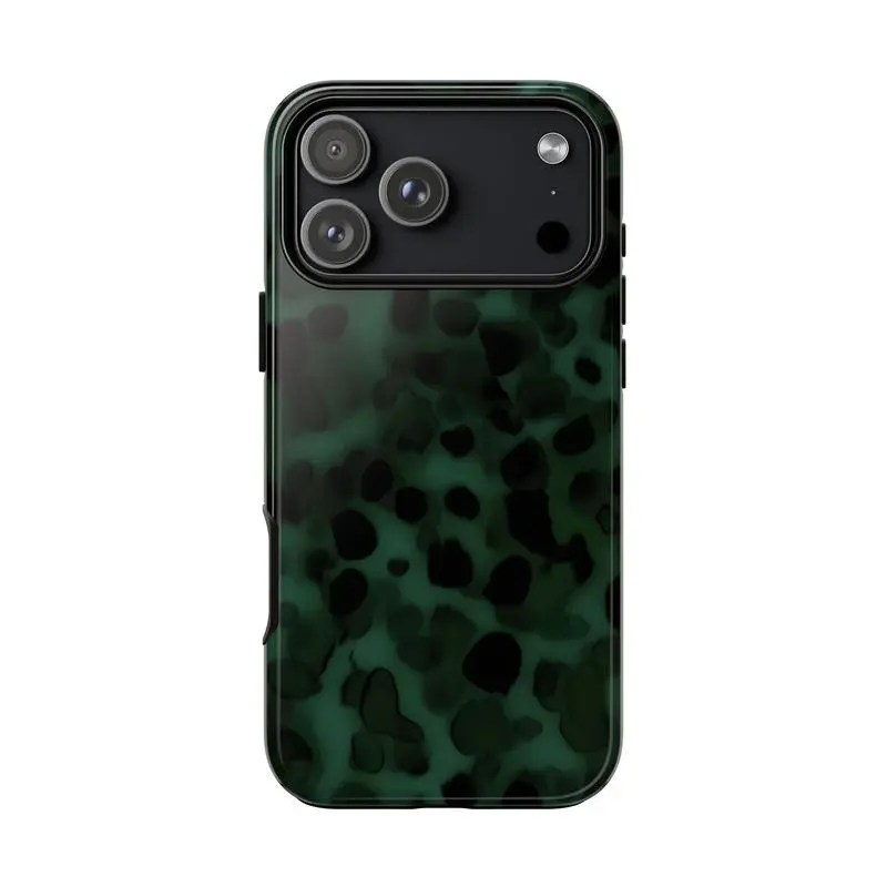 Dark Green Tortoise Luxury Durable Lightweight Non-Woven Fade-Resistant Smartphone Case - Handheld Cover Compatible with iPhone 11-17 Pro Max/Plus, Samsung S21-S26 Devices
