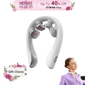 SKG K5-3 PRO Neck Massager with Heat, Electric Pulse Vibration Traction Red Light, Portable Neck Relaxer for Tension Relief, Mother Gift