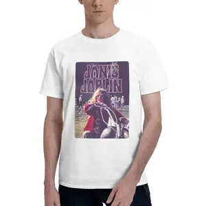 Retro Janis Joplin Graphic T-Shirt - 100% Cotton, Black Crew Neck Short Sleeve, S-XXXL Regular Fit, Men's and Women's Casual T-Shirt, Featuring Iconic Motorcycle Scene Design