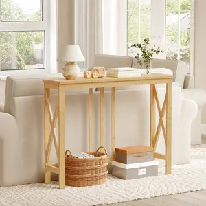 HOOBRO 39.4" Bamboo Sofa Table for Small Spaces, Narrow Console Table,  Entryway Table with X-Shaped Side Frames, Modern Hallway Accent Table, for Living Room, Hallway, Natural#SpringSale #BigSpringSale