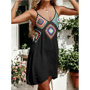 Women Dress Crochet Above the knee with Spaghetti Straps By Ann Kaci