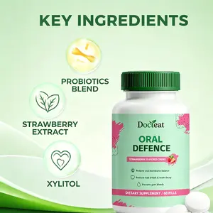 Oral Probiotics Dietary Healthcare Supplement - Strawberry Flavor, Supports Fresh Breath, Teeth & Gums Health, 60 Count
