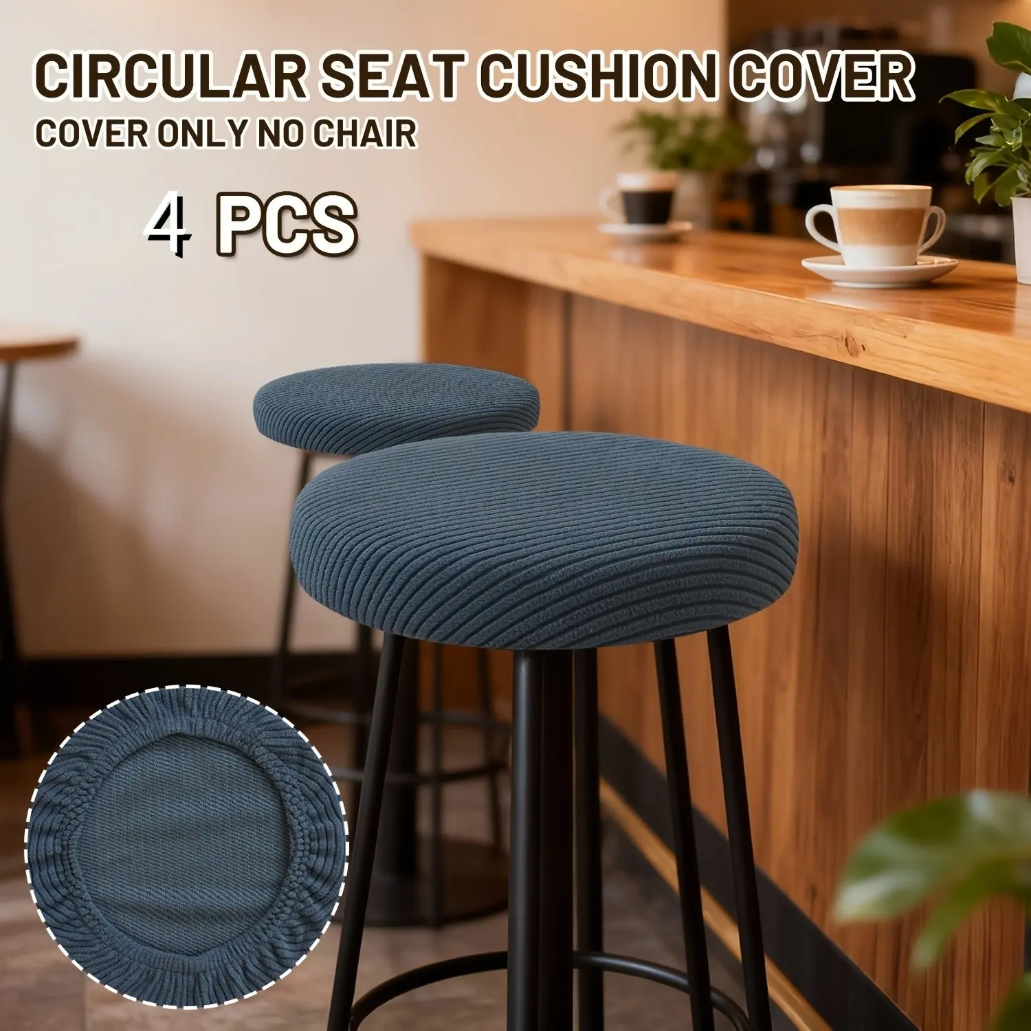 4pcs Elastic Round Bar Stool Covers, Small Chair Pad Sets, Leaf Pattern Dining Chair Protectors, Easy Installation, Kitchen Chair Protector