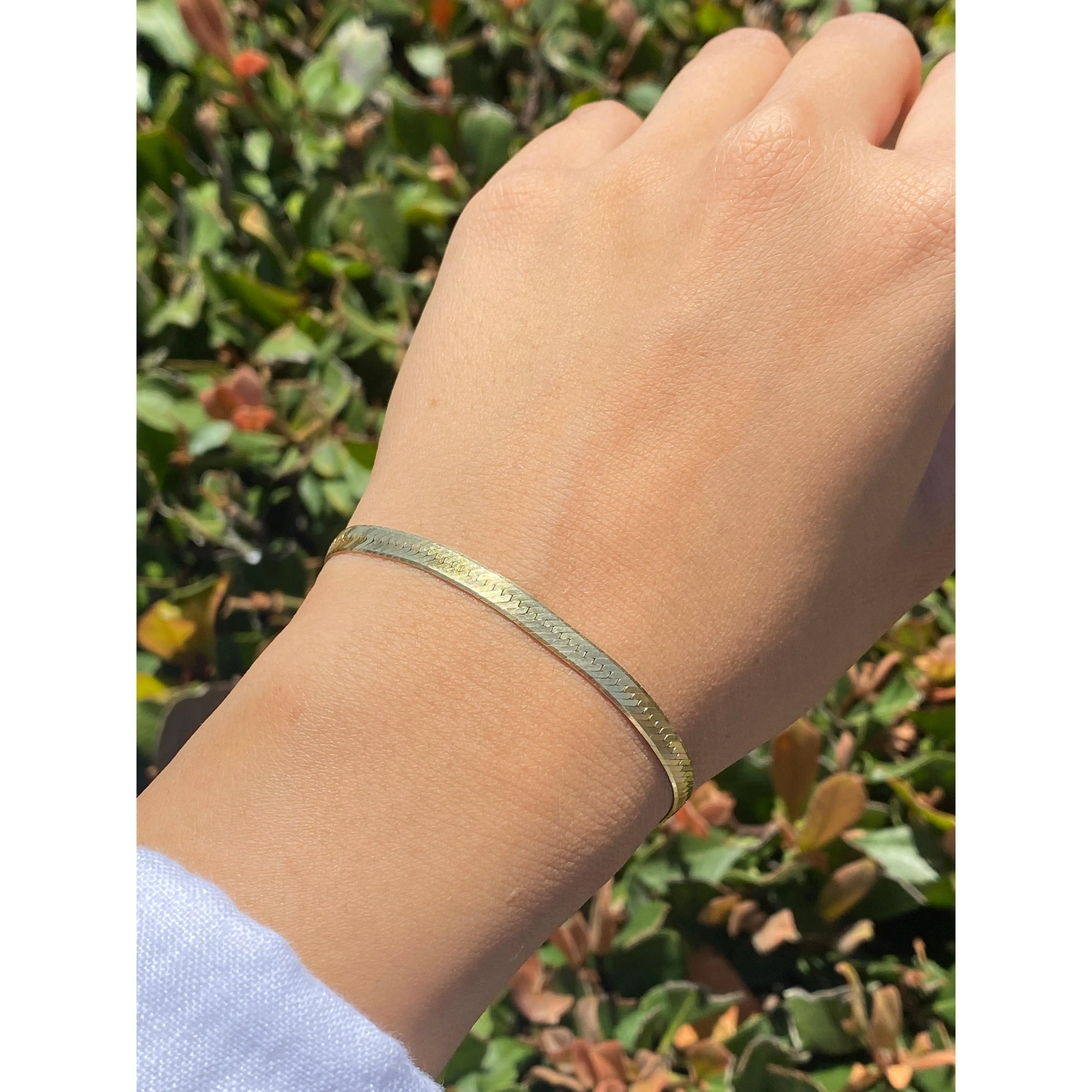 14K Gold Herringbone Bracelet
