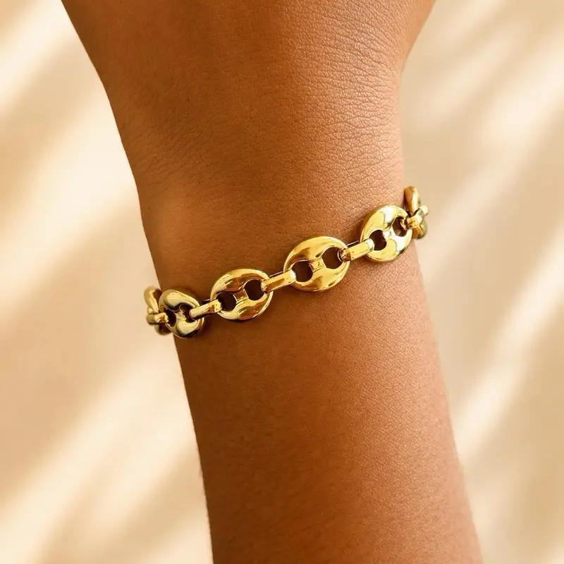 18K Gold-Plated Chunky Mariner Link Bracelet – Waterproof & Tarnish-Resistant