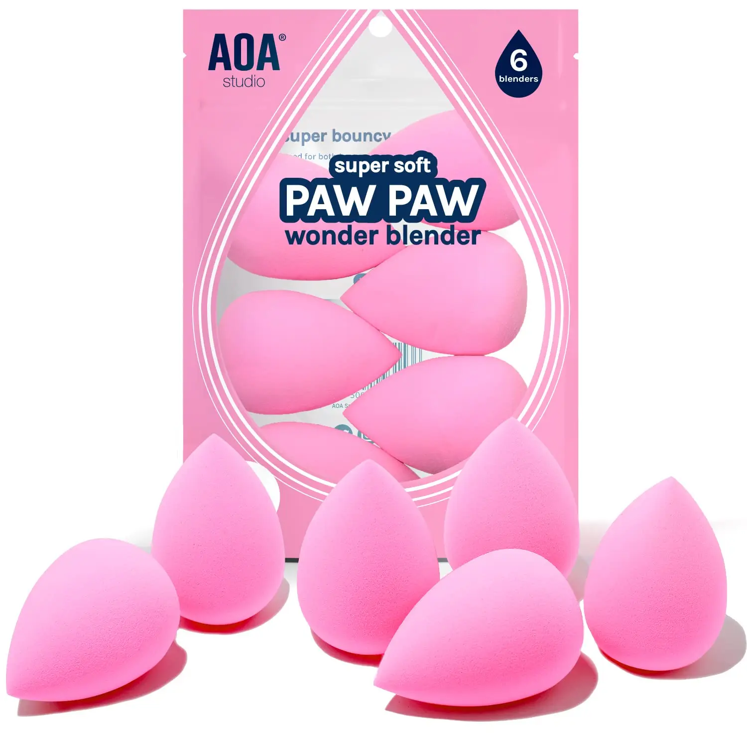 6-Piece Polyurethane (PU) Sensitive Skin Makeup Sponge Set - Super Soft, Latex-Free, Hypoallergenic Cosmetic Blenders with Multiple Uses for Liquid, Cream, Powder Face Make-up, Flawless Smooth Blending