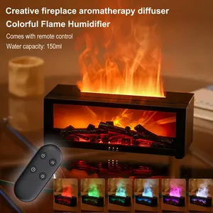 Fireplace Flame Air Diffuser Humidifier, 7 Colors Aromatherapy Essential Oil Diffuser, Ultrasonic Aroma Humidifier with Timer for Home, Bedroom, Office, Yoga, Aromatherapy Diffusers, Air Revitalizer Humidifier