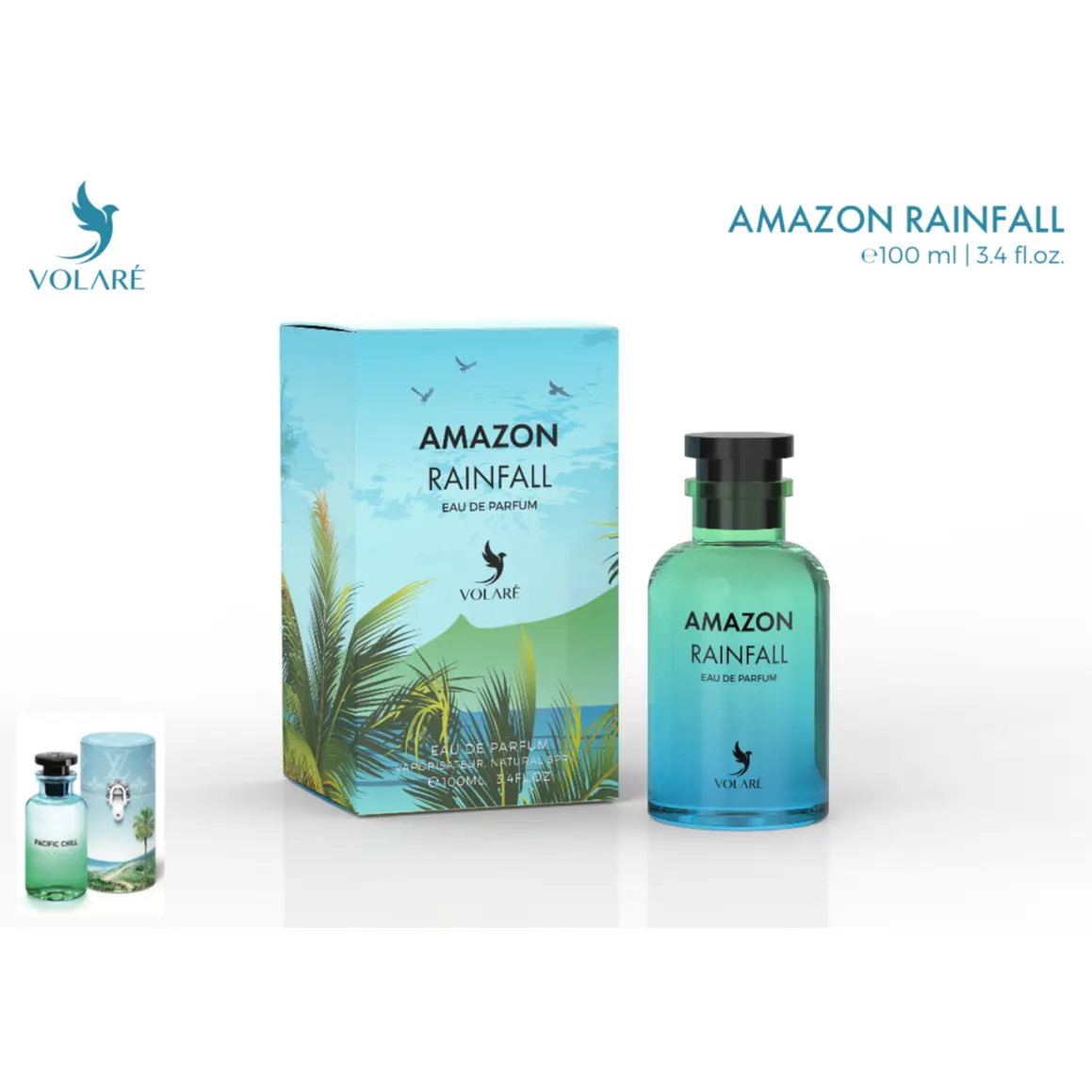 Amazon Rainfall EDP Perfume By Volare - Pacific Chill Captivating Scent Floral Essence Fragrance