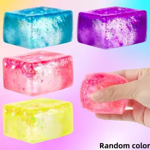 4 Piece Flashing Ice Cube Stress Relief Toys, Soft Cubes Sensory Pressure Balls, Adult Anxiety Relief, Birthday Party Gifts, Random Color