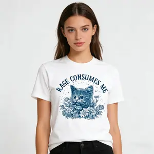 Retro Rage Consumes Me Comfort Colors Shirt, Cute Kitten Meme T-shirt, Funny Sarcastic Cat Women Shirt, Mental Health Clothing