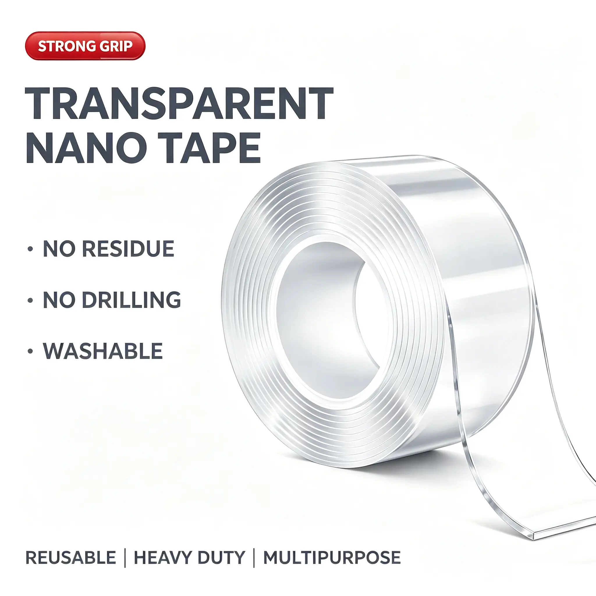 Heavy Duty Double Sided Nano Tape - 9.85FT x 1.18IN x 0.07IN Acrylic Gel Adhesive Strips, Removable for Wall Art, Marble Surfaces, Home Mounting & Hanging super strong adhesion ultra-strong