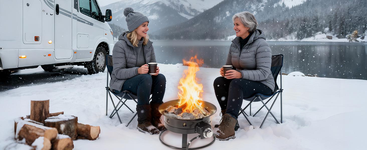 Portable Propane Fire Pit, 19 Inch Smokeless Gas Firebow with Cover and Carry Kit, 58,000 BTU Outdoor Fire Pit for Outside Patio Backyard Camping RV Tailgating