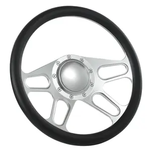 14" Billet Steering Wheels Black Half Wrap Ford Thunderbird Mustang EXP w/ Horn
