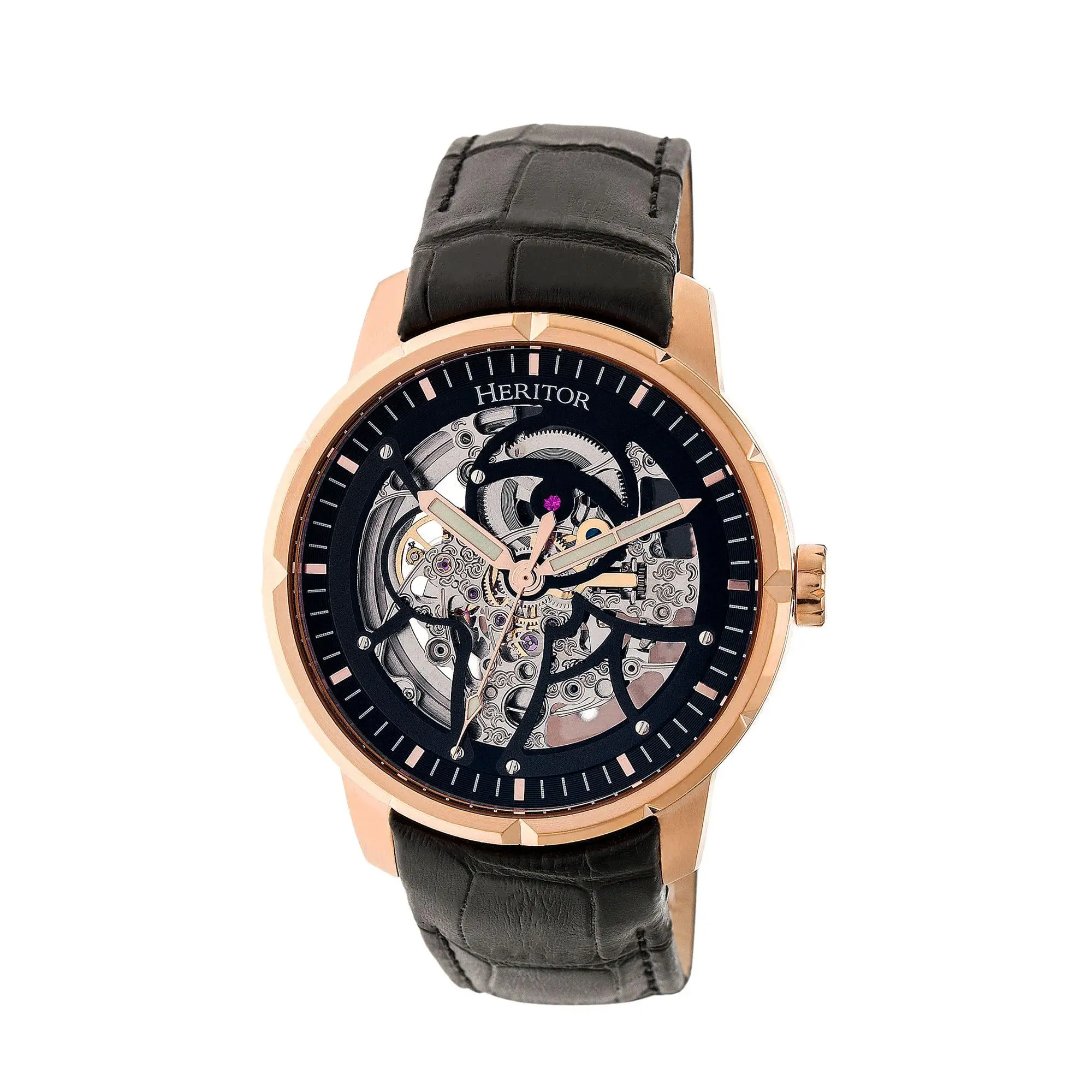 Heritor Automatic Men's Ryder Stainless Black and Rose Watch
