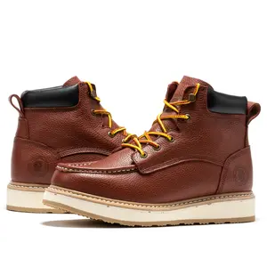 ROCKROOSTER Work Boots for Men Round Toe Soft Toe Slip Resistant Oil Resistant Roofing Boots Comfort Leather Insole Foam Boy Moisture Wicking High Quality Closed Footwear - Shoe Sweat - Parent