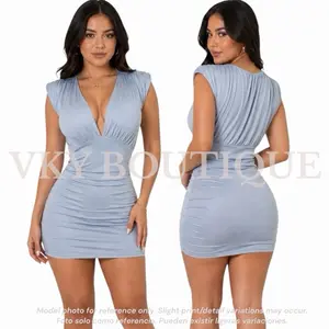 Sofia Deep Plunge Ruched HM Mini Dress