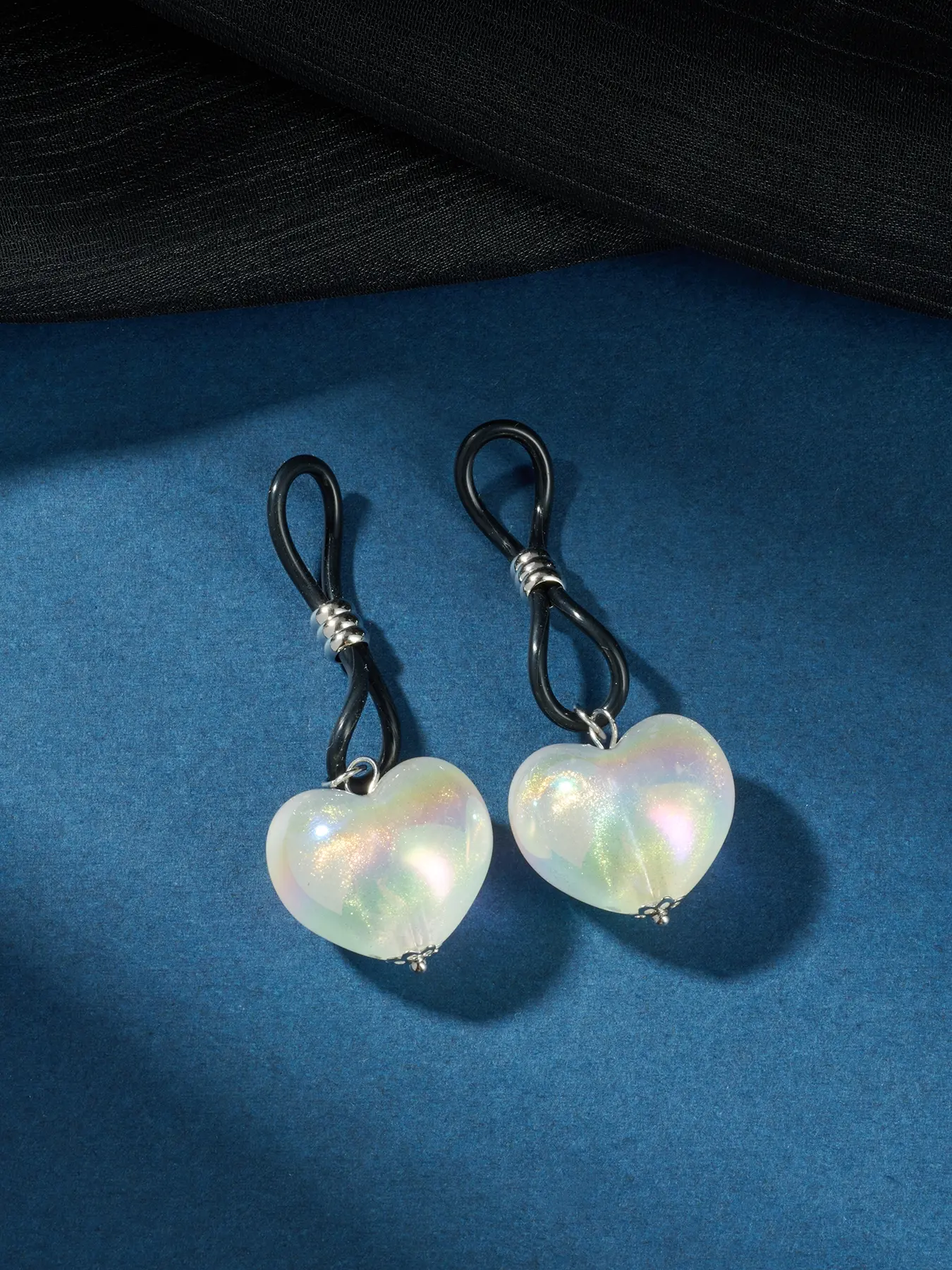 1pair fake nipple piercing glow in the dark fake nipple rings non piercing Heart shape fake nipple jewelry clip on nipple rings for women men adjustable Acryl Material, Body Jewellery, Fake Piercings