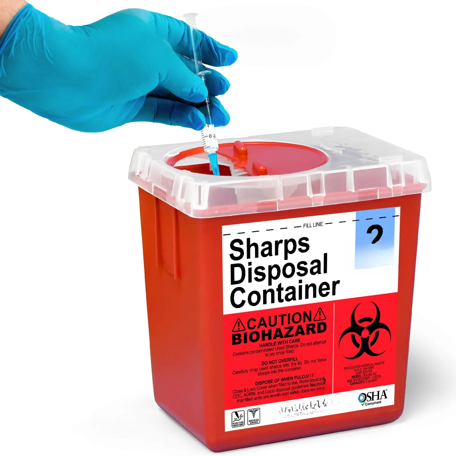 Sharps Container, Sharps Containers for Home Use, Needle Disposal Containers, Sharps Disposal Container, Biohazard Containers, Small Sharps Container - 2 Quart