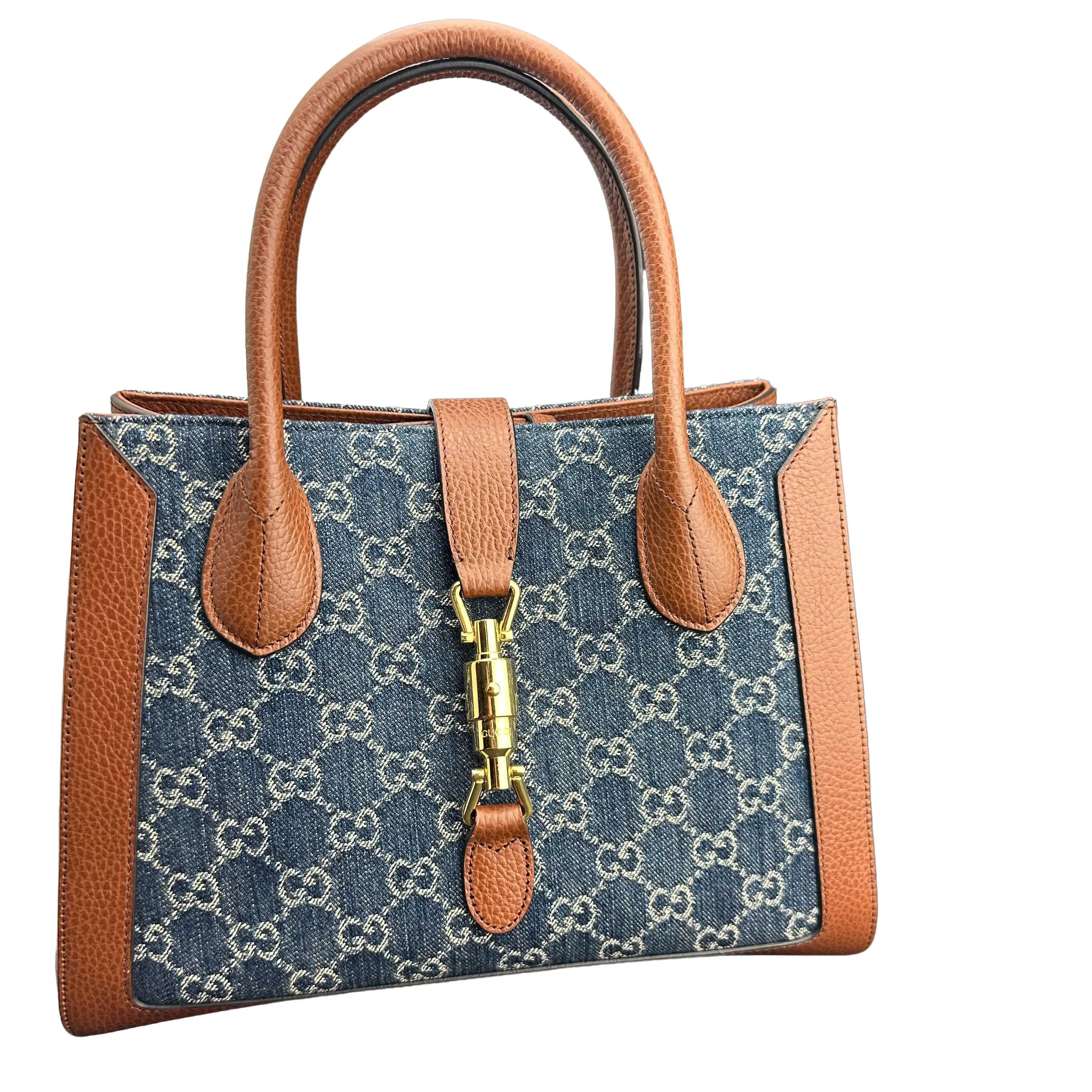 Pre-owned GUCCI GG Monogram Canvas Tote Bags Jackie 1961 Medium Tote Bag in Denim