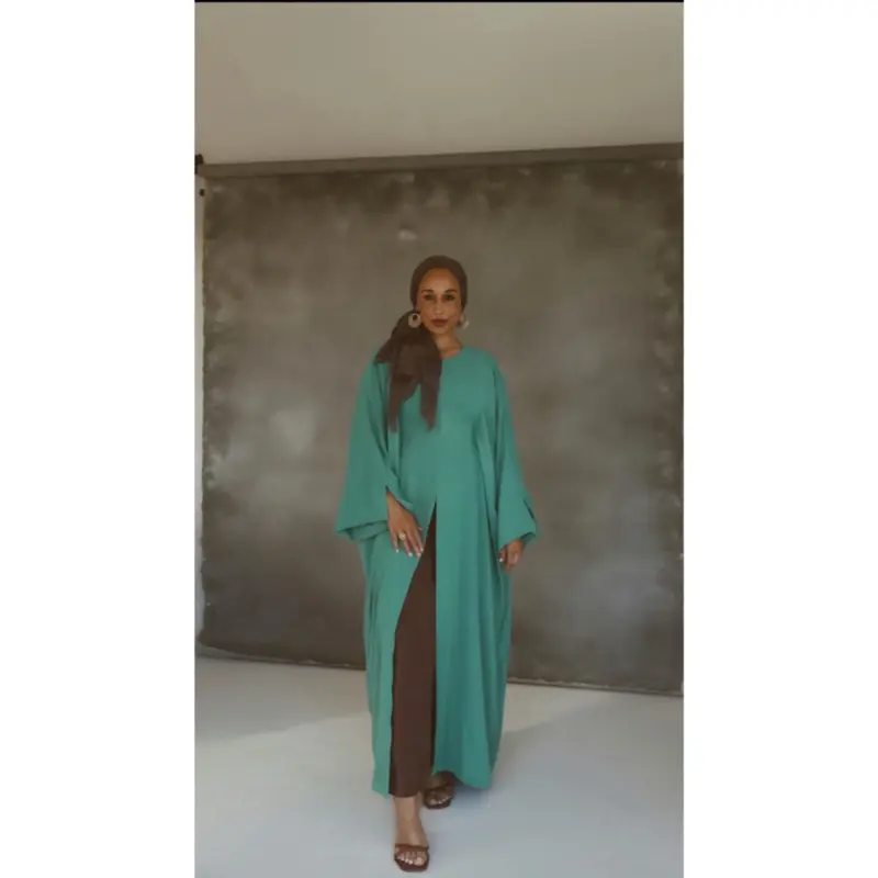 Soft Tropical Green Slit Front Abaya