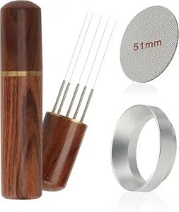 51mm Espresso Accessories Kit, WDT Tool Espresso Dosing Funnel, 51mm Puck Screen, Portafilter Funnel, Coffee Stirrer Distribution Tool for Machines and Portafilter