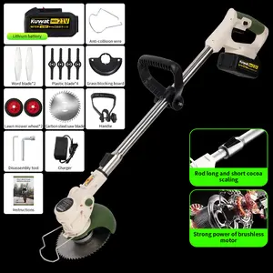 KUWAT Portable Cordless Electric Lawn Mower & Weed Wacker, Handheld Garden Grass Trimmer with 3 Interchangeable Blades, Dual Lithium-ion Batteries, Lightweight for Yard Lawn Patio Care