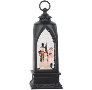 Eldnacele 12” Christmas Snow Globe Lantern Snowman with Music & Timer, USB Lined/Battery Operated Lighted Water Glittering Lantern for Christmas Festival Decoration Gifts – Snowman