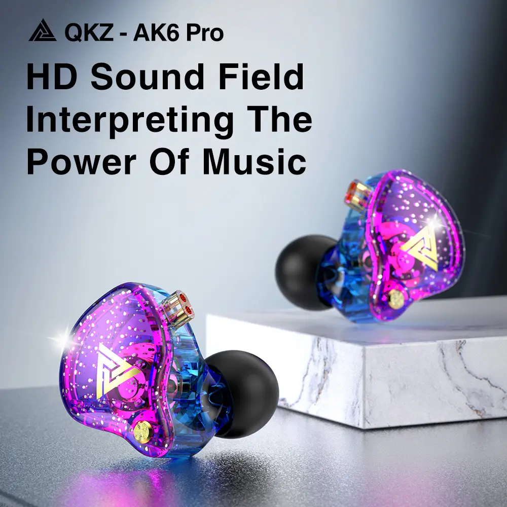 QKZ AK6 PRO In-Ear Dynamic Sports Headphones - Wire-Controlled with Mic, Subwoofer, HiFi Sound Quality, High Quality Headphones
