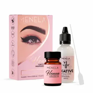 MENELA Brow Tint Kit  Shade of Henna with Bamboo Extract (2.5g) + Fixer (15ml) – Easy Eyebrow Dye for Natural, Defined Look