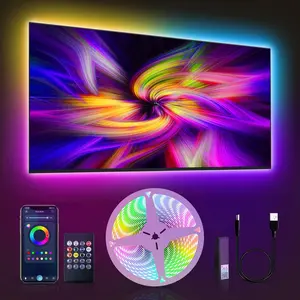 Color Changing Bluetooth LED Lights for TV, Smart App Control with 20ft Strip - USB Powered Backlight for Bedroom, Gaming Room, PC, Mirror, Fits 85-100 Inch TVs,20ft