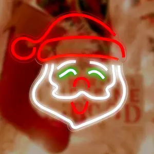 Santa Claus Neon Sign, USB Plug LED Glowing Wall Mounted Neon Decoration Light, Novelty Light for Home, Office, Shop, Coffee Shop, Restaurant