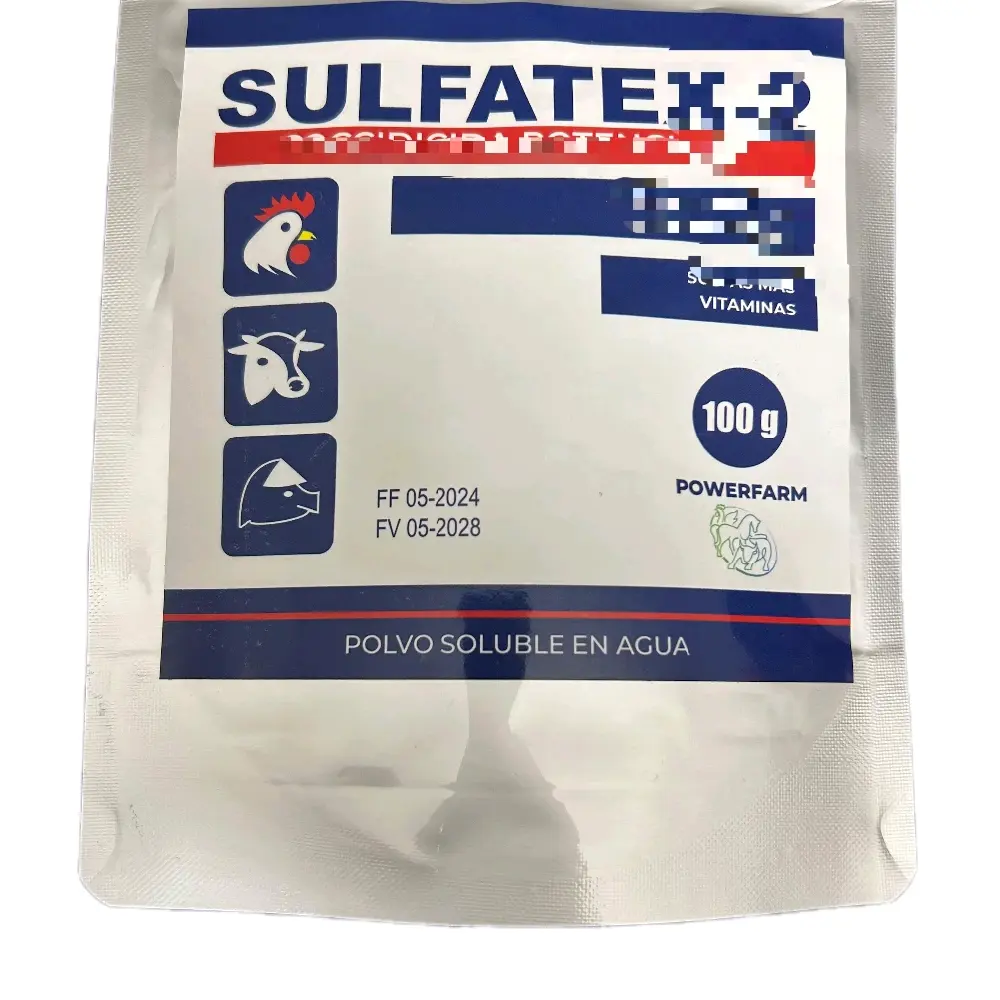Sulfa vita , suplemto para mejor el vienestar de las aves de corral gatantizando una mejor energia y vitalidad en gallos gallinas y pollos paquete de 100 g EXP 05-28