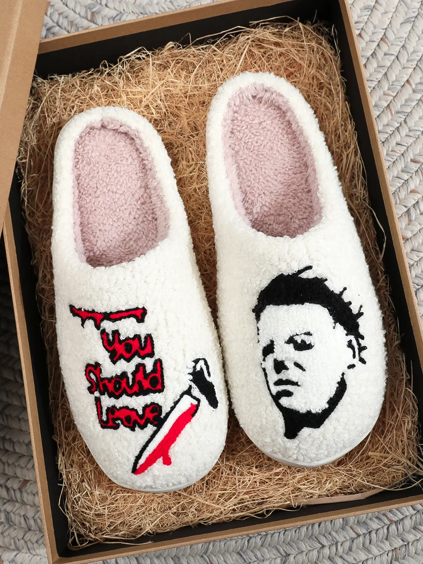 Halloween Slippers, Fuzzy Warm Slippers, Warm House Slippers, Slippers Indoor, Soft Comfortable Home Shoes, Perfect for Autumn Winter, Unisex Party Footwear