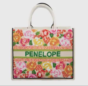 Garden Multi Custom Beaded Canvas Tote