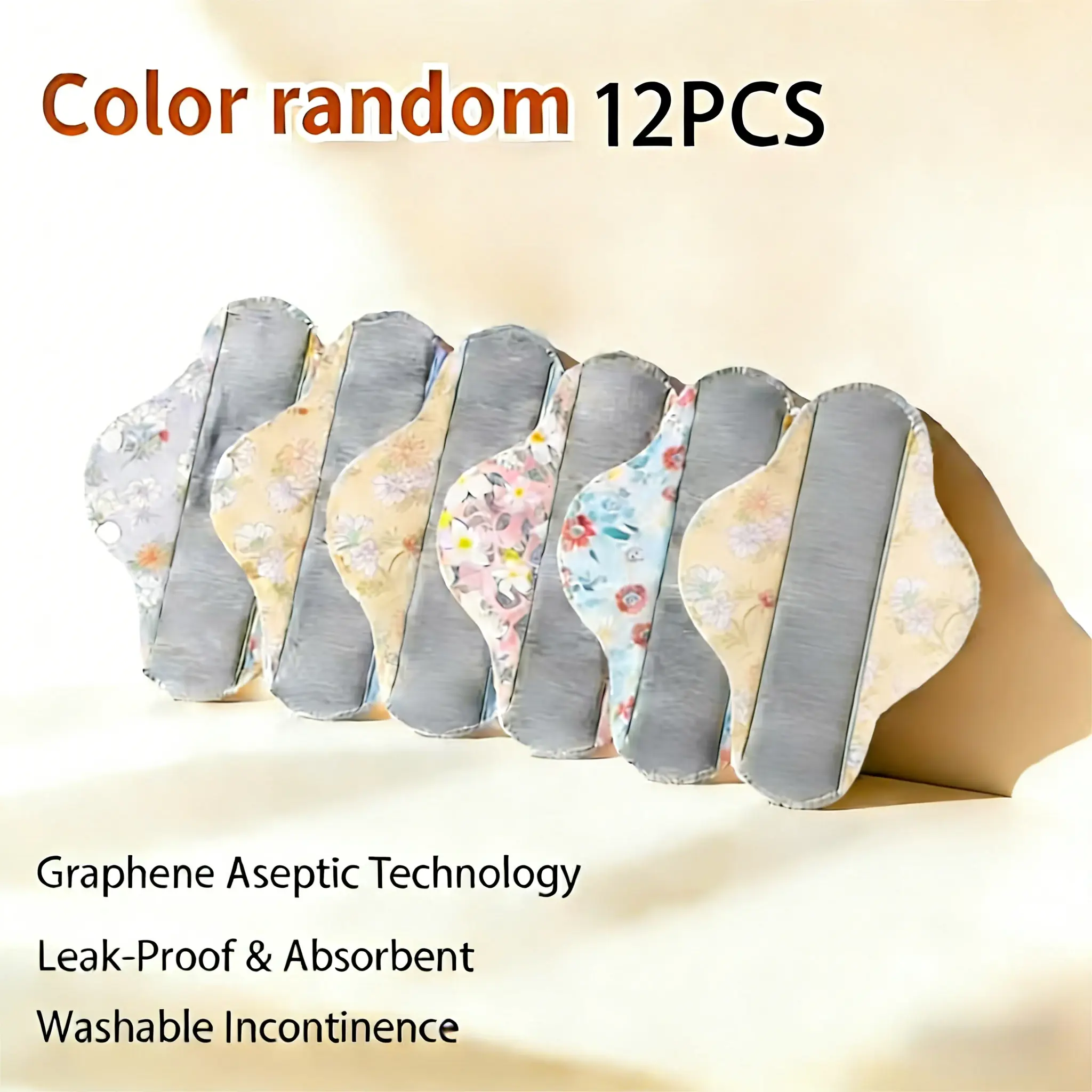 12Pcs Leak-Proof Upgraded Version & AbsorbentWashable Incontinence Pads with Graphene AsepticTechnology for Women & Elderly Care TamponsBreathable Organic Cotton Keeps You Fresh & Dry