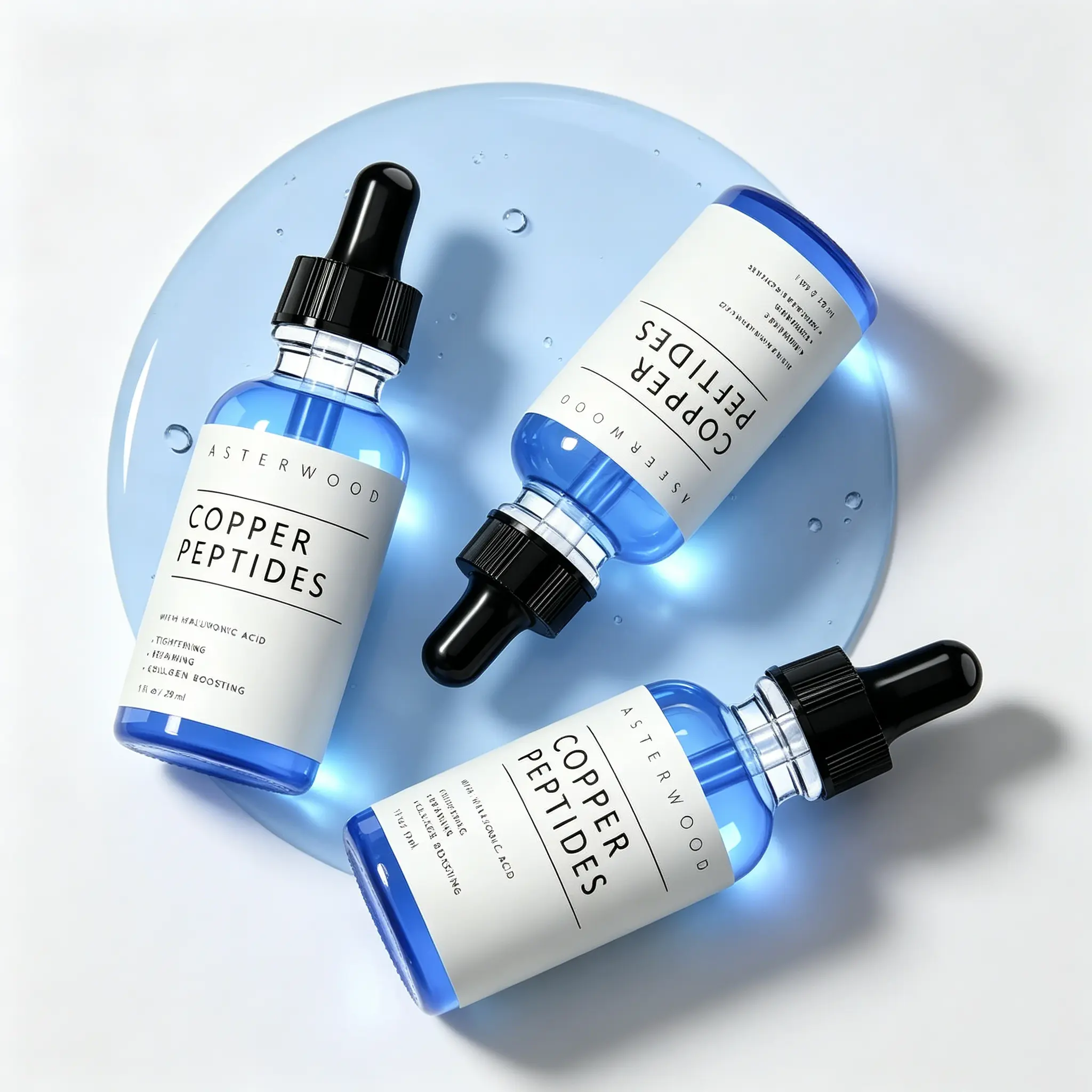 Asterwood GHK-Cu Copper Peptide Face Serum - Sensitive Skin, Tightening, Collagen Boosting, Repairing - With Hyaluronic Acid - Fragrance-Free, 29ml