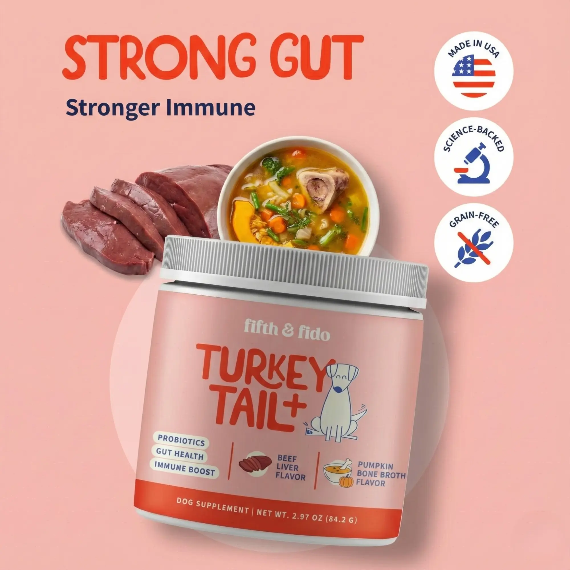Turkey Tail Dog Food Topper Powder - Limited Holiday Flavors - 100 Servings Supplements Pumpkin, Grain-Free