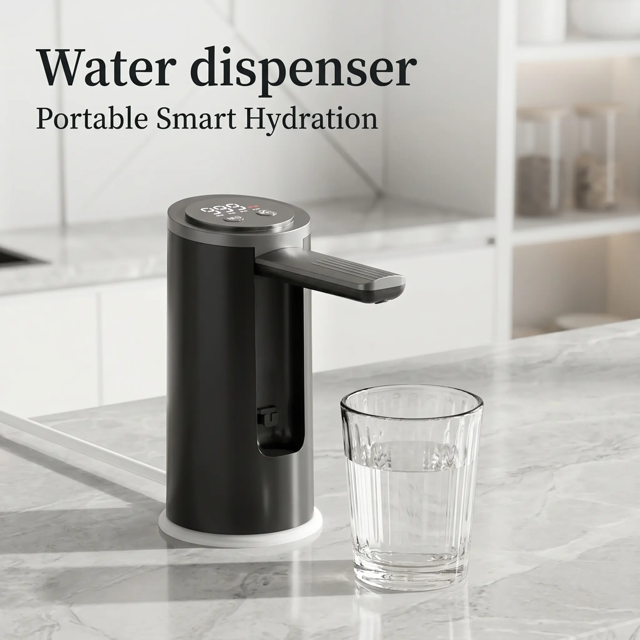 Portable Foldable Nozzle Freestanding Drink Dispenser with Digital Display, 4-Level Timed Dispensing, USB Rechargeable for Home & Office