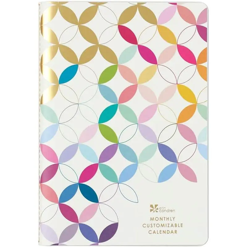 Undated Petite Planner Calendar, Mid-Century Circles Calendar Design, Includes Sticker Sheets