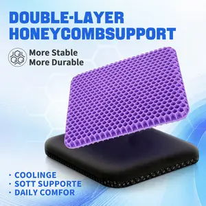 KAMBUTA Ergonomic Office Chair Cushion Honeycomb Gel Back Support Sciatica Hip Pain Management Breathable Durable Washable Non Slip Cover Desk Gaming Car