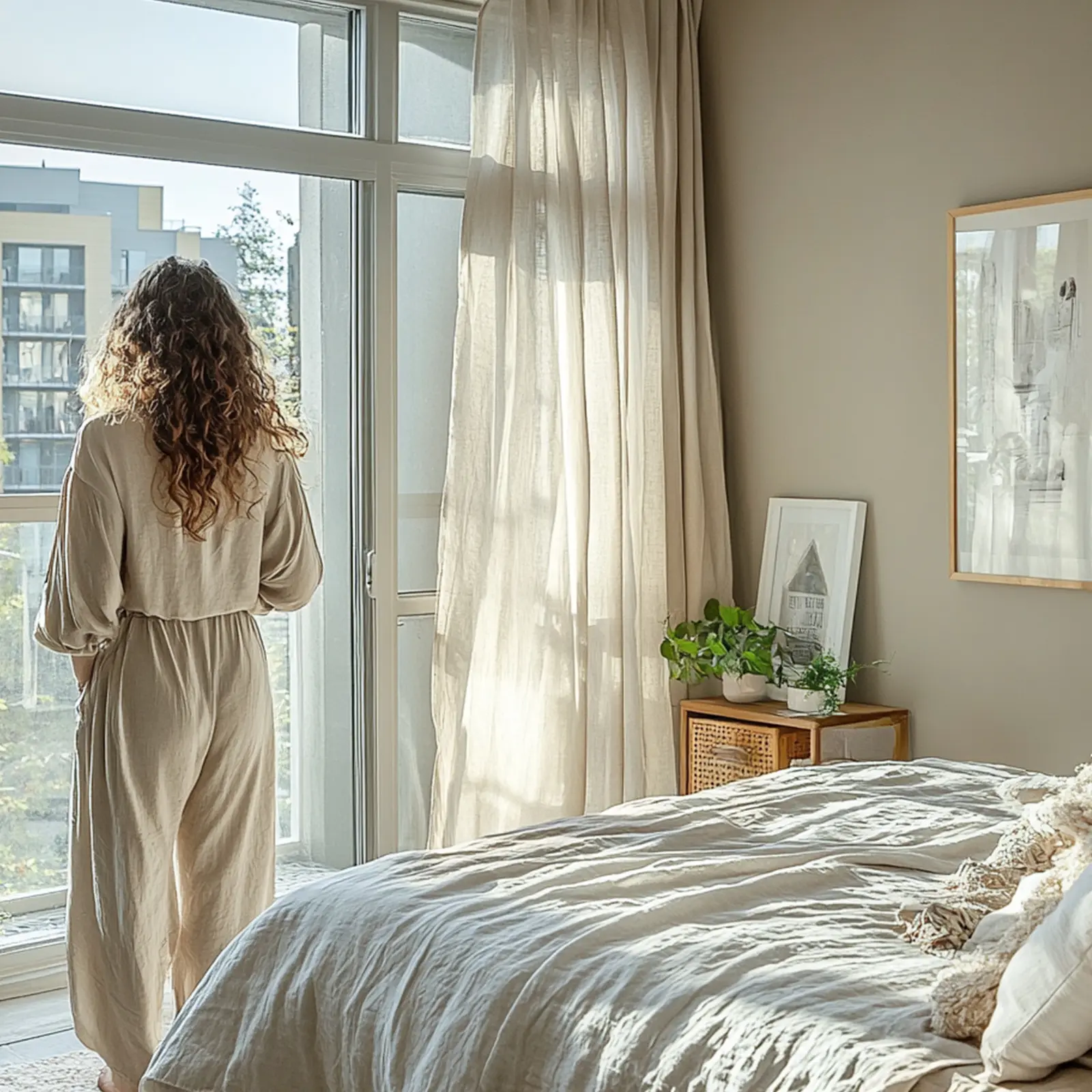 Lightweight sheer curtains, full-length vertical blinds for bedroom and dining room partition, light-transmitting, sun-blocking, draping curtains for guesthouses