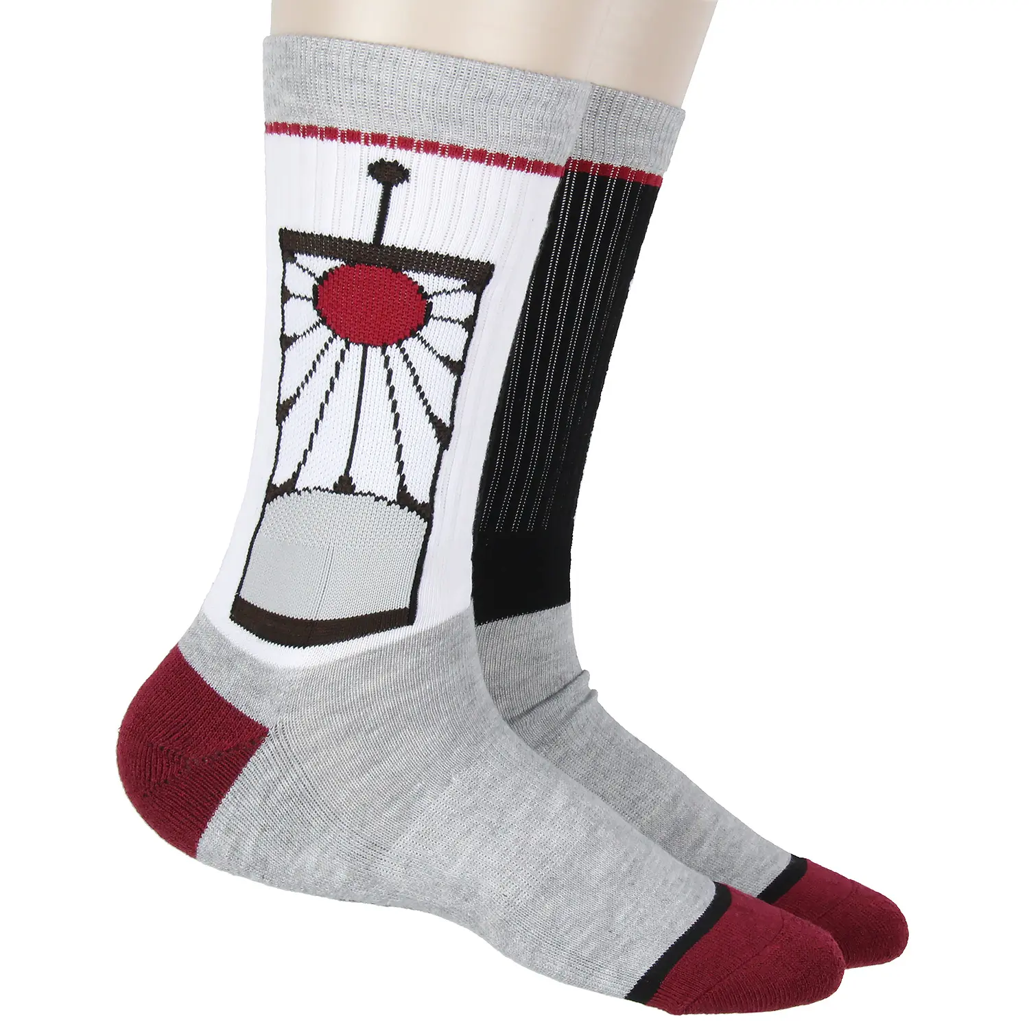 Demon Slayer Men's Manga Anime Tanjiro Kamado Hanafuda Earring Design Athletic Crew Socks, Stretch, Spandex, Fabric, Menswear