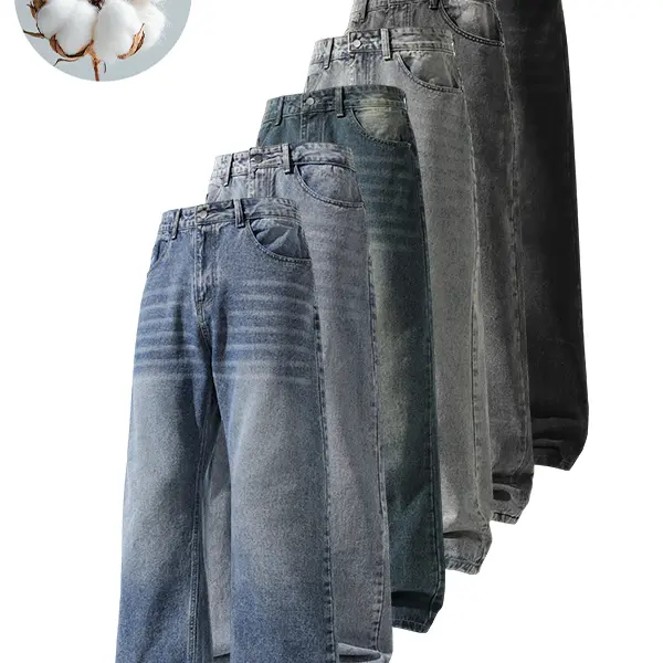 Versatile Men's Casual Jeans – Loose, straight-leg fit with a classic design; suitable for everyday wear across all seasons. Unisex style.