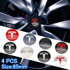 Tesla Wheel HUB Center Cap Set, Car Emblem Decoration Accessories, Car Decorative Sticker, Replacement Rim Cover, Fits Model 3/y/s/x Series, Exterior Modification Parts, Vehicle Decoration