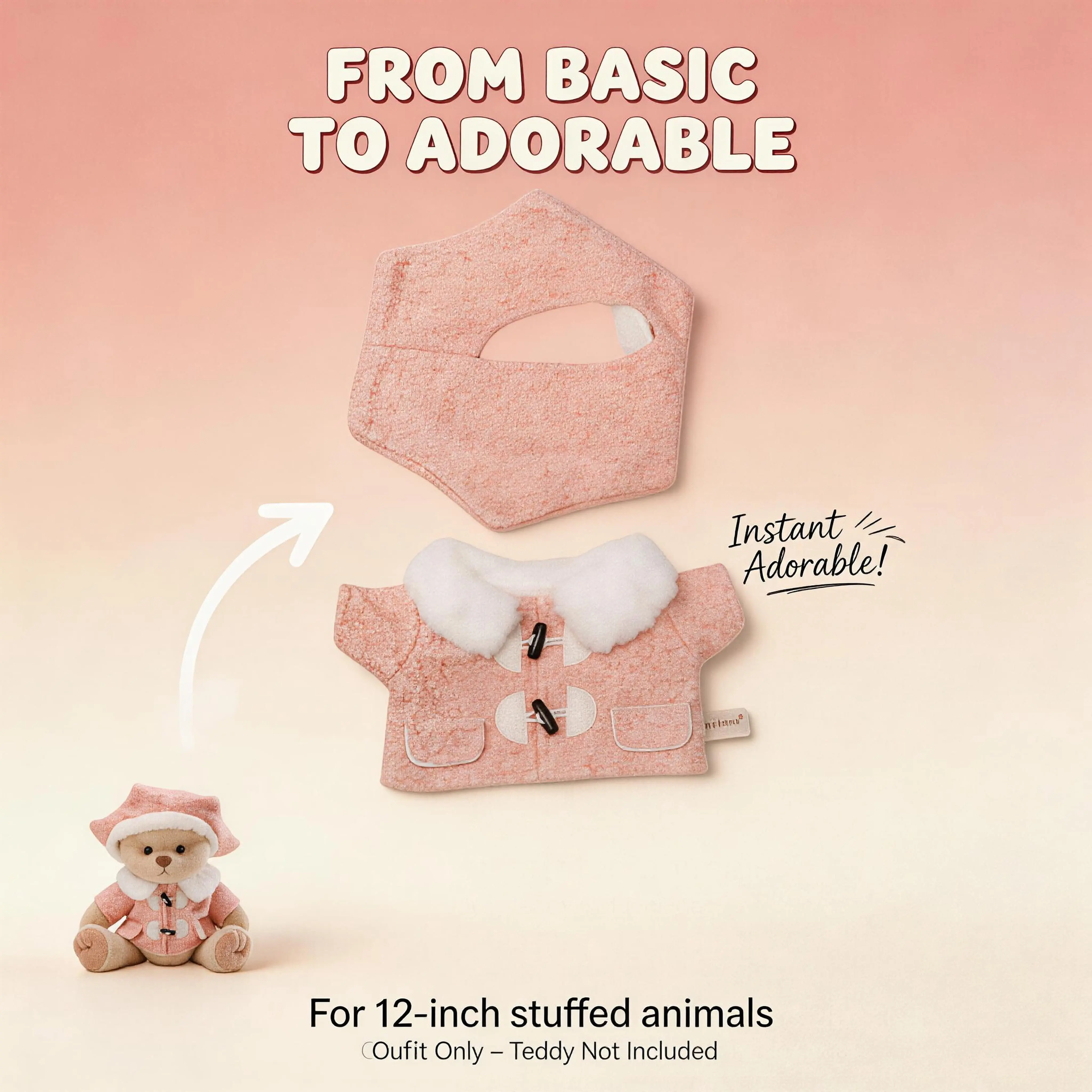 12-inch pink hexagonal beret woolen two-piece set