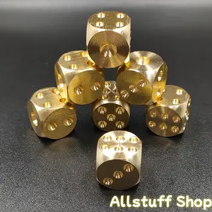 Golden Copper 3pcs Elegant Solid Brass Mahjong Dice- Intricate Engravings, Perfect for Board Games, Bars& KTV- Yellow, Tabletop Gaming, Highquality Metalwork, Bar Owners, Game Enthusiasts